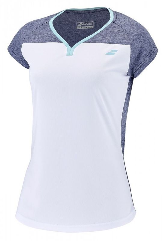 Babolat Play Cap Sleeve Top Woman White/Blue Heather L