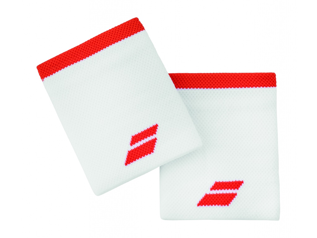 Babolat Logo Jumbo Wristband X2 White/Fiesta Red